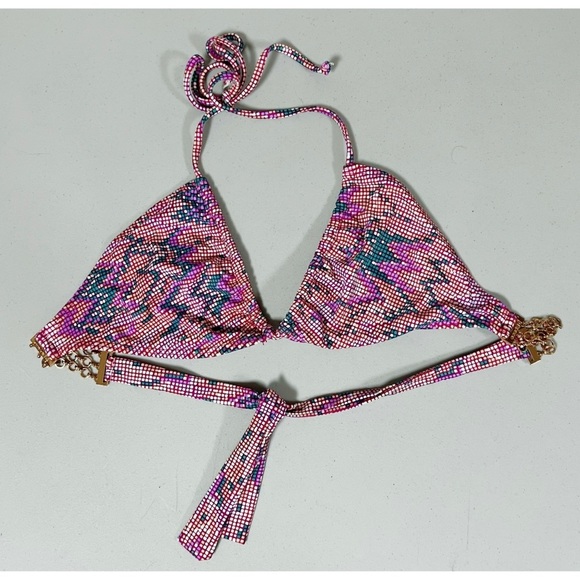 L*Space Geometric Print Bikini Swim Top Bathing Suit Designer